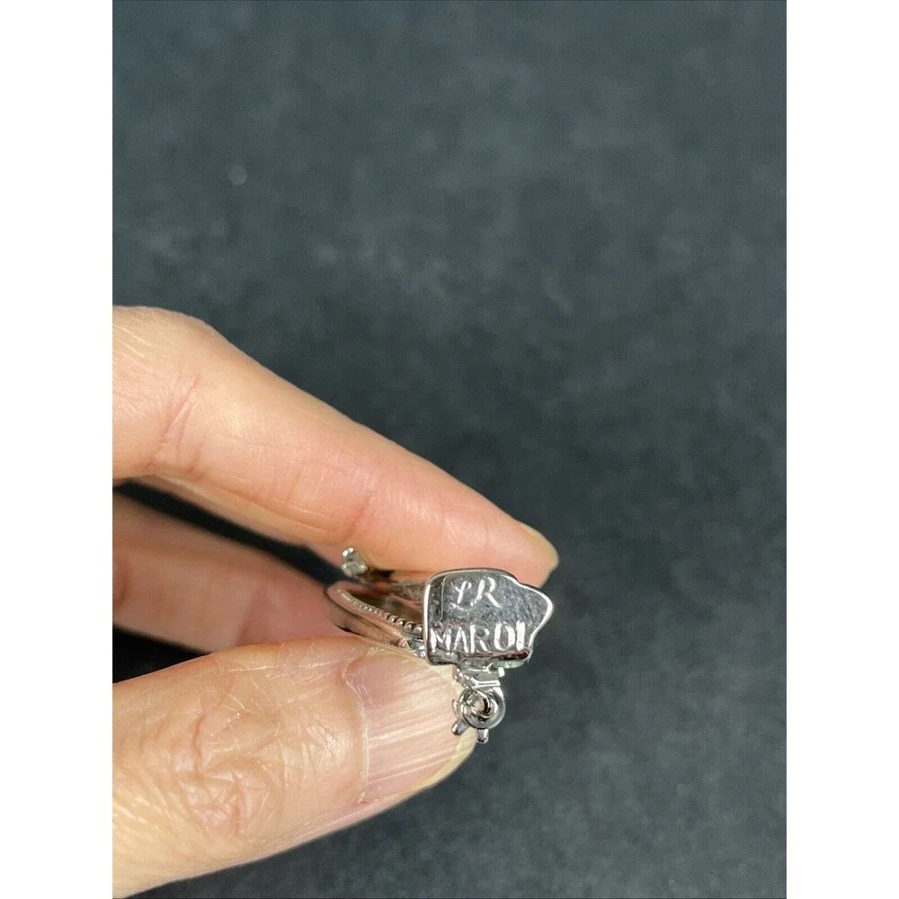 VTG Signed LR MAR01 Silver Oval Glamour Lady Looking In Mirror Brooch Pin‎ 2.25